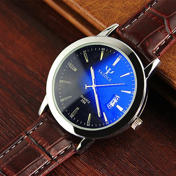 YAZOLE Fashion Auto Date Watches Luxury Blue Glass Watch Men Watch Luminous Men's Watch Clock saat relogio masculino reloj