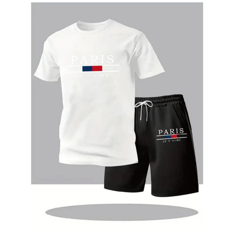Summer Men's Quick Dry T-Shirts Sets Short Sleeve + Sports Shorts O-Neck Casual Home