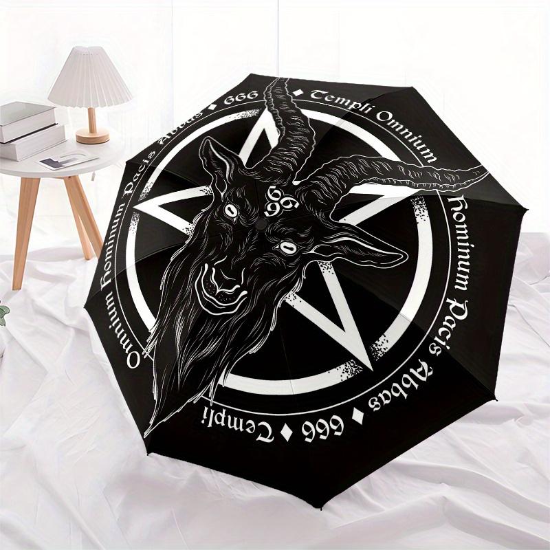 "Satanic Goat Head Umbrella, Cute Umbrella with Cute Design, Portable 3-Fold Compact Umbrella for Men & Women, Valentine's Day Mother's Day Gift S446