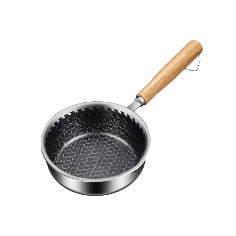 Non-stick Surface Frying Pan Stainless Steel Non-stick Pan Mini Uncoated Pan  Outdoor Camping