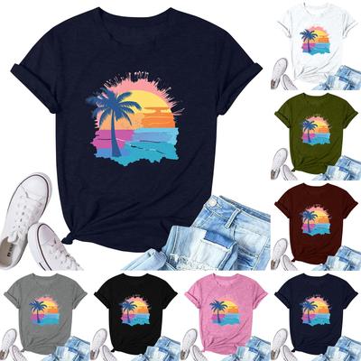 Женская модная повседневная плиссированная футболка с коротким рукавом с принтом