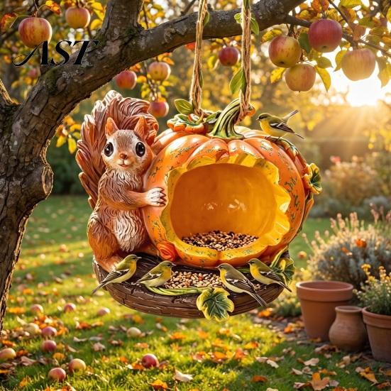 Garden Bird Feeder for Wild Birds Resin Squirrel Feeder, Outdoor Hanging Nature Lover Gift Ideas Backyard Patio Decoration Easy Clean