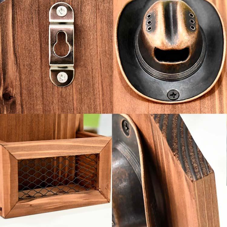 2023 Unique Wall Mounted Wooden Vintage Bottle Opener with Cowboy Hat New Year Gift Ideas for Men