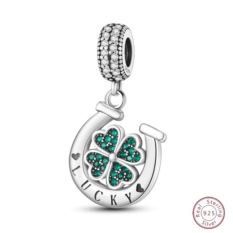 Медный браслет с бусинами 'Четырехлистный клевер на удачу', с блестящим цирконием, для оригинального браслета 3 мм, женские изящные украшения