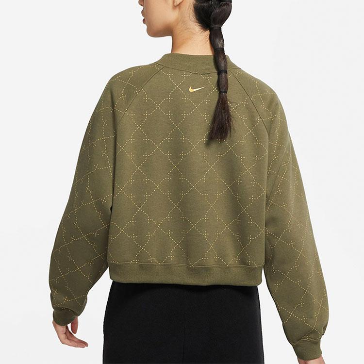 Nike Спортивный повседневный укороченный свитер с флисовой подкладкой, женский топ, зеленый DM7281-222