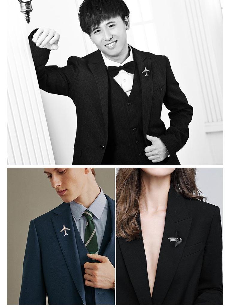 Unisex Luxury Zirconia Airplane Brooch Lapel Pin