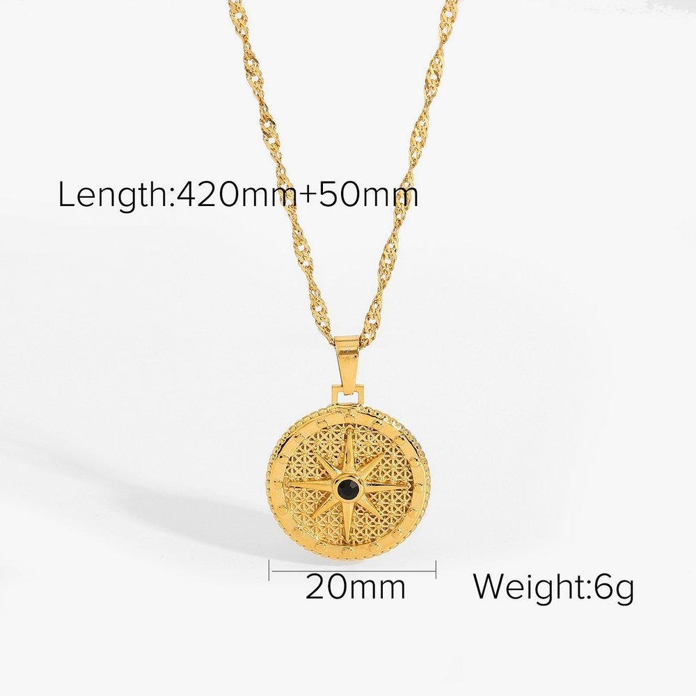 18K Gold Plated Crystal Pave Moon Star Pendant Crescent Zircon Necklaces Stainless Steel Necklace