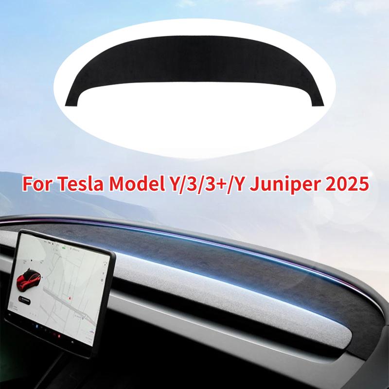 For Tesla Model 3/Y Juniper 2025 Suede Dashboard Cover Pad Sunshade Protector Anti-UV Dash Mat Sun-shading Non-slip Accessories