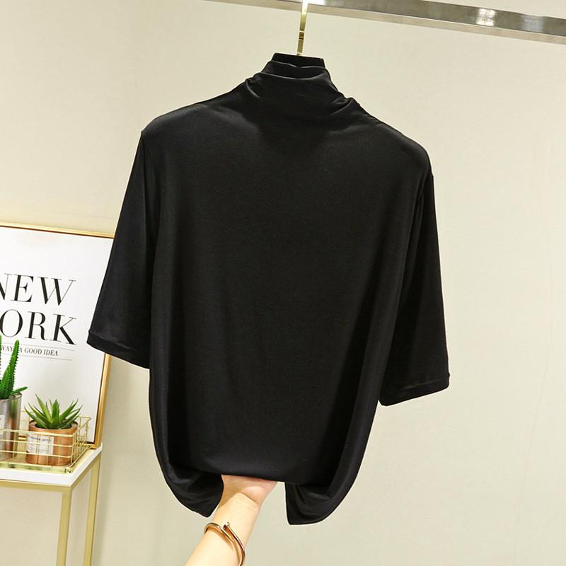Modal Half High Neck T Shirt For Women With Soft Knit Fabric And Casual Style