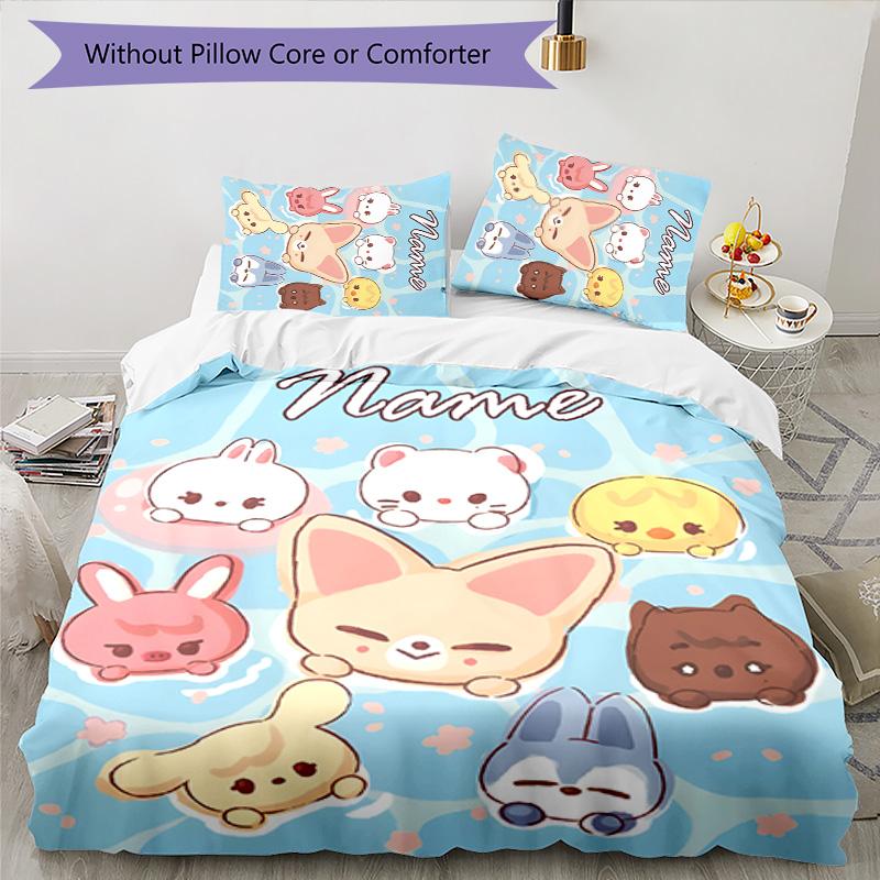 3pcs Kpop Team2 Cover Set - Personalized Name, HD Printed Bedding with 1 Cover and 2 Pillowcases - Perfect for Home Decor, Easy Care