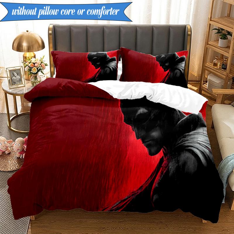 3PCS Bat Hero Printed Bedding Set For Bedroom dormitory, Includes 1 Duvet Cover & 2 Pillowcases for All Seasons Home Decor Fan gifts