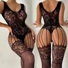 Teddy Crotchless Lingerie Women Floral Mesh Hollow Bodysuits Erotic Babydoll Dress Sexy Full Bodystockings Porn Teddies Bodysuit