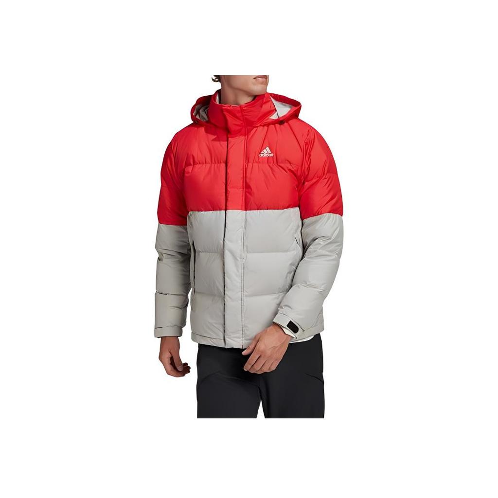 Adidas Уличная пуховая куртка с капюшоном, зимний сезон, мужская верхняя одежда, металлик-серый GF0110