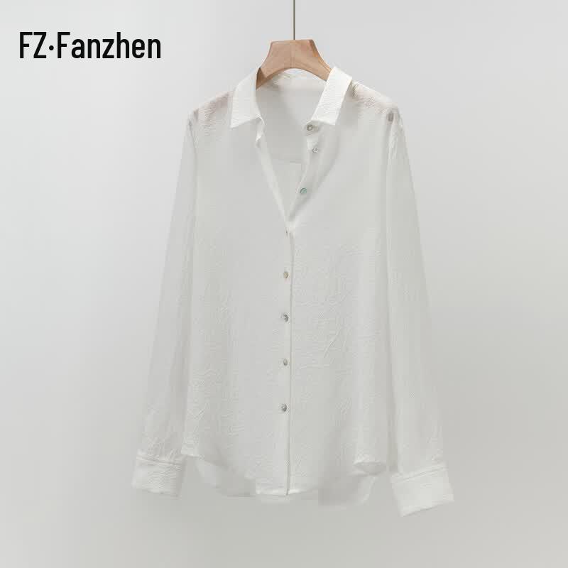 Женская рубашка Fanzhen с длинным рукавом и воротником из смеси тенсела, лиоцелла и льна