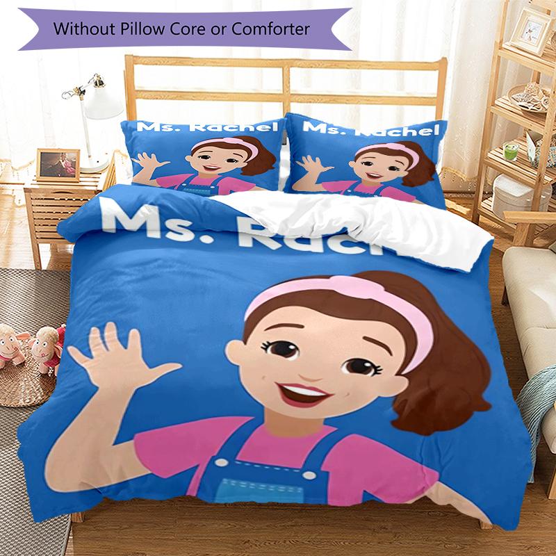 3pcs Ms. Rachel Educational Adventures pattern bedding set duvet cover set includes duvet cover &pillowcases, perfect all season bedroom decoration &