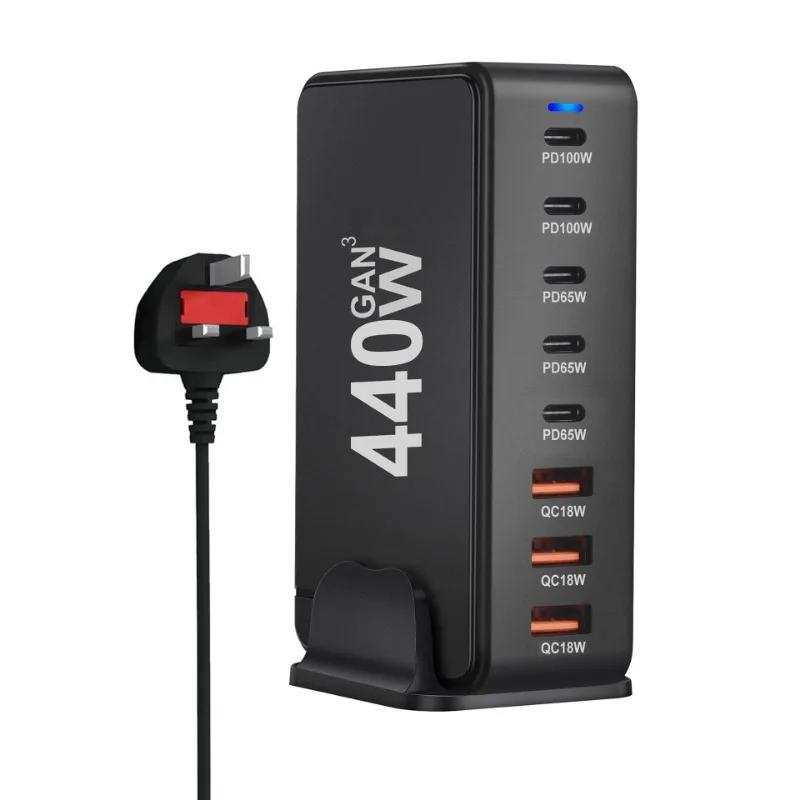 440 Вт GAN USB TypeC многопортовый настольный дорожный зарядный адаптер PD зарядное устройство офисное домашнее зарядное устройство для США ЕС Великобритания Австралия вилка
