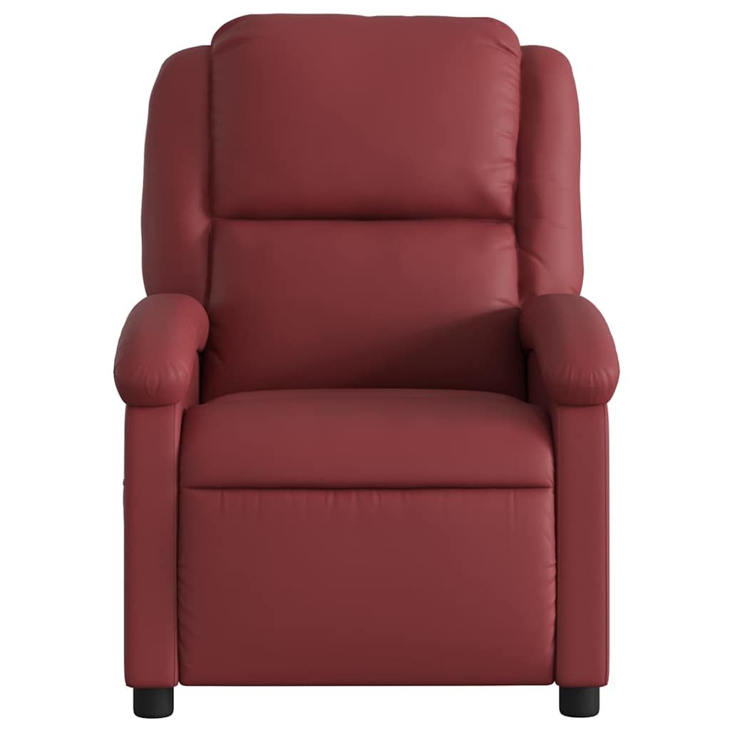 Electric Massage Chair Burgundy Faux Leather