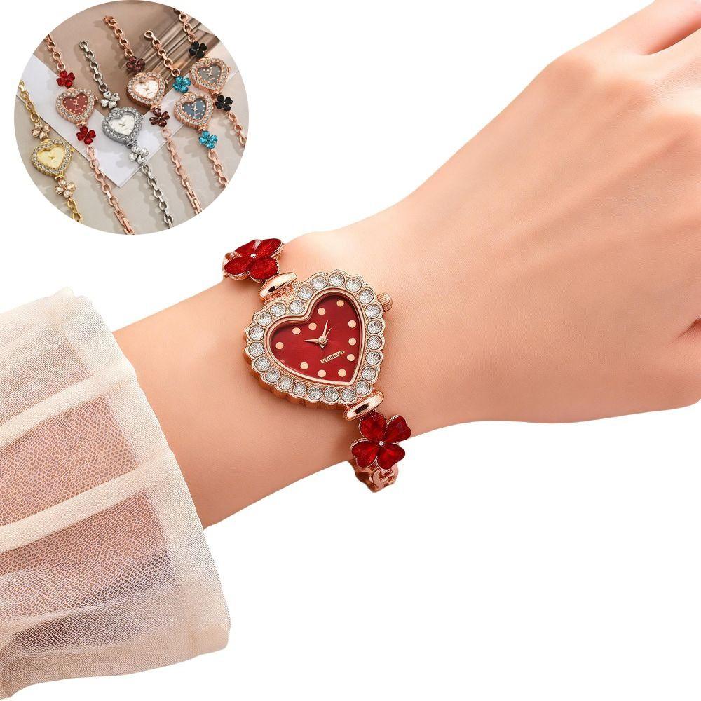 with Adjustable Bracelet Heart Shaped Watch Diamond Studded Watch Strap Wrist Decoration Gift