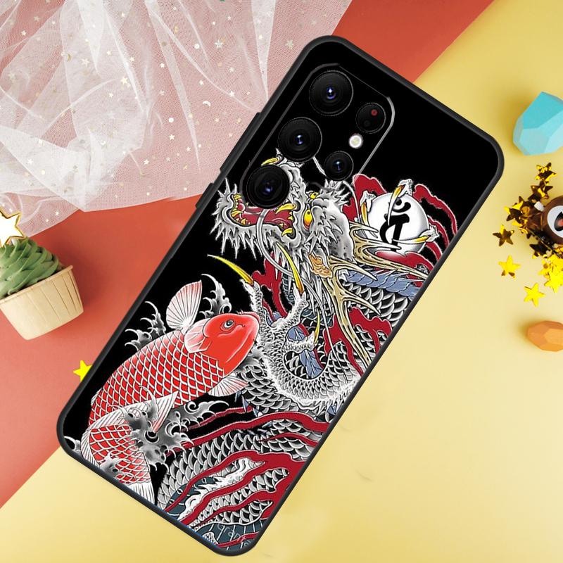 Чехол в японском стиле с драконом для Samsung Galaxy S24 Ultra S23 S22 Plus S21 S20 FE S8 S9 S10 Note 10 20 Ultra