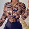Spring Autumn Women Shirt Lightweight Stand Collar Long Sleeve Digital Print Shirt Women Tops