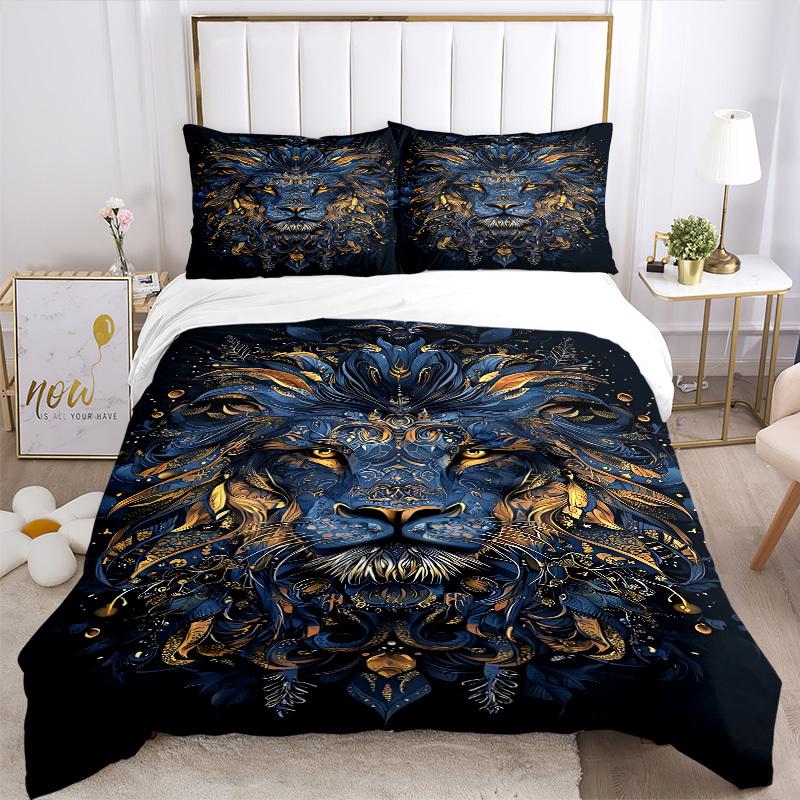 3pcs Lion Mandala Art Duvet Cover Set, Soft Comfortable Duvet Cover,Guest Room (1*Duvet Cover + 2*Pillowcase, Without Core) yy251104145