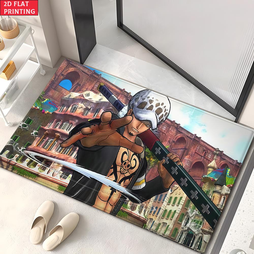 Anime Pirate Crew Treasure Doormat, Cartoon Character Non-slip Floor Mat, Decorative Entrance Rug for Home Living Room Bedroom