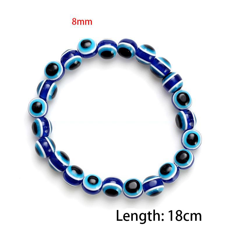 Evil Eye Fashion 4 6 8mm Blue Resin Beads Beaded Bracelet Turkish Style Charm Blue Eye Bead Bracelet For Women