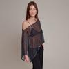 Slanted Collar Off Shoulder Irregular Top