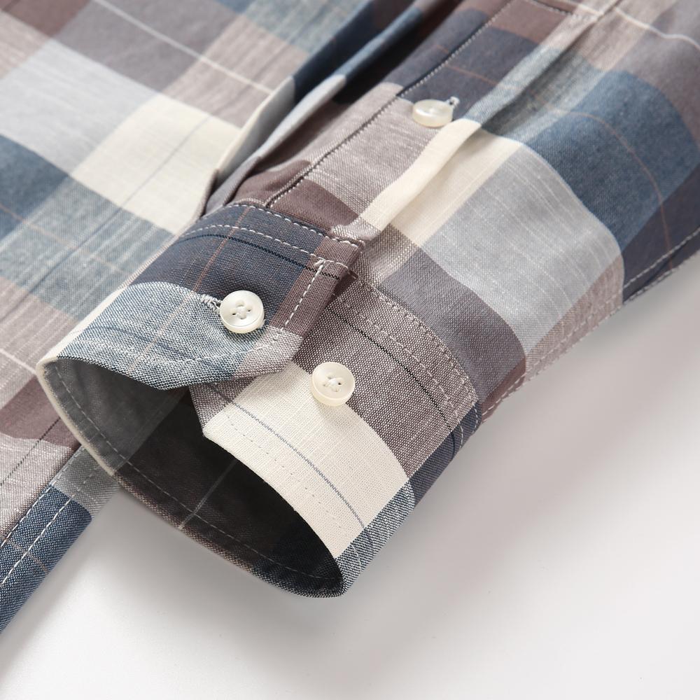 Мужская клетчатая оксфордская рубашка с длинным рукавом в клетку, универсальные повседневные рубашки из 100% хлопка с одним накладным карманом