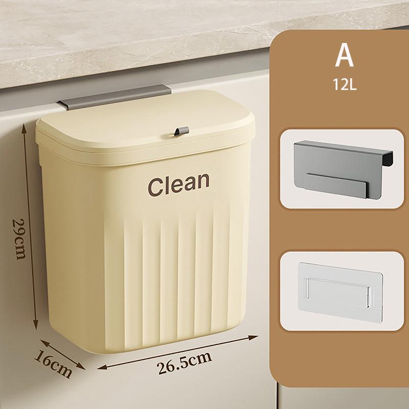 Kitchen Trash Can Wall Mounted Hanging Trash Bin With Lid Garbage Can For Cabinet Under Sink Waste Garbage Compost Bin 8.5/12L