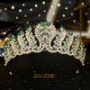 Baroque Green Red Crystal Leaf Wedding Tiaras Rhinestone Prom Bridal Diadem Crowns Christmas Party Hair Dress Accessories