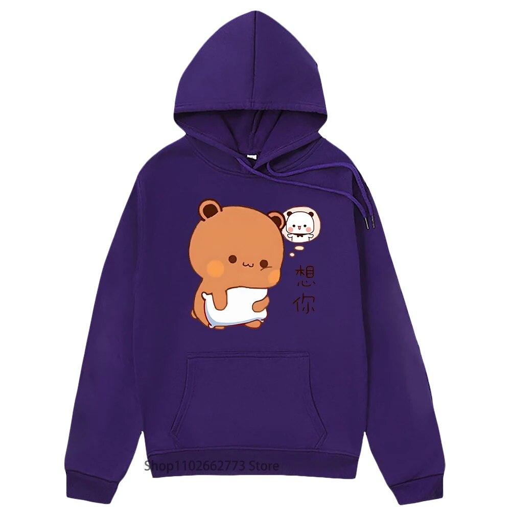 Funny Dudu Is Missing His Bubu Panda Bear Couple Hoodies Girl Kawaii Tops Women Cute Print Sweatshirt Unisex Clothes Y2k Sudaderas