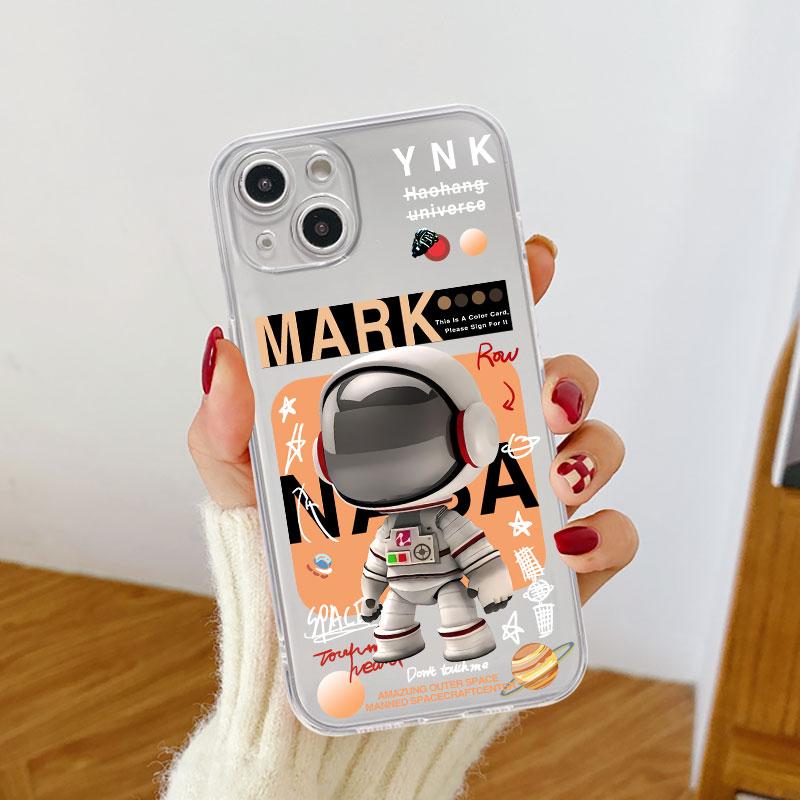 Прозрачный чехол для Apple iPhone 14 11 13 12 Pro 7 8 Plus XR X XS Max 6 6S 13Pro Силиконовый чехол для телефона Механический Астронавт Космос