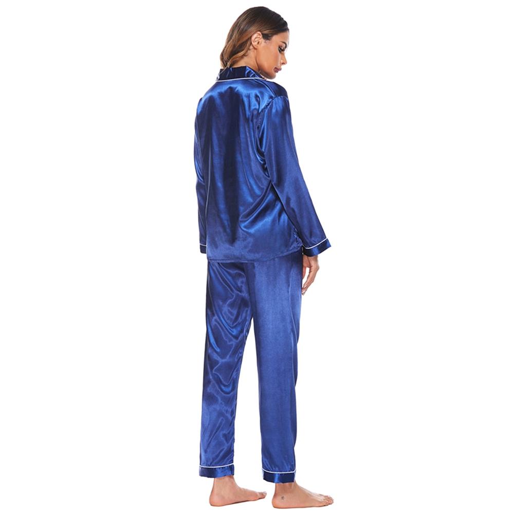 Women's Silk Satin Pajamas Set Button Down Sleepwear Loungewear Ladies Long Sleeve Pajamas Nightgown