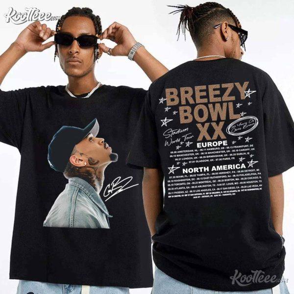 Chris Brown Breezy Bowl XX 2025 Tour Concert Merch T-shirt Men's Women Fashion Hip Hop T Shirt Cotton Casual Oversized T-shirts