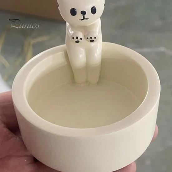 Настольное украшение Подсвечник Очаровательный Кот Греющий Лапки Форма Подсвечника Котёнок Милый Мультяшный Контейнер для Дома Уютный