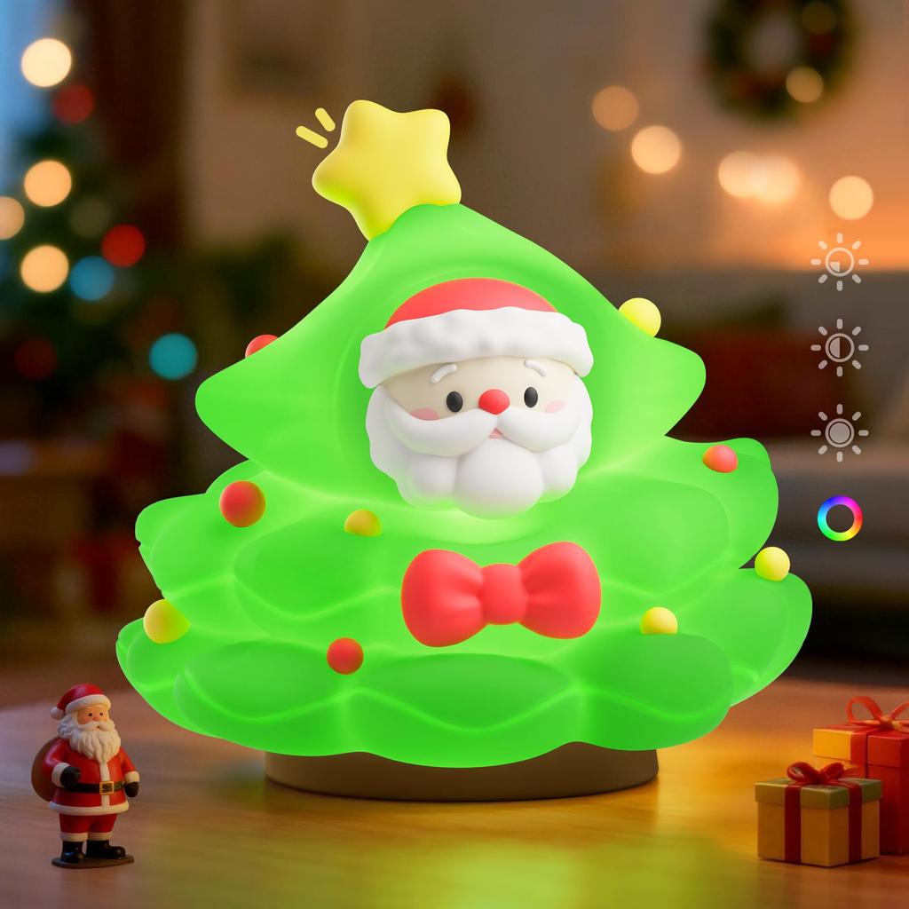 Christmas Tree Night Tabletop Mini Silicone RGB Light with USB Stylish Mood Ambient Christmas Christmas Christmas Gift Light, Tree, Touch-Activated