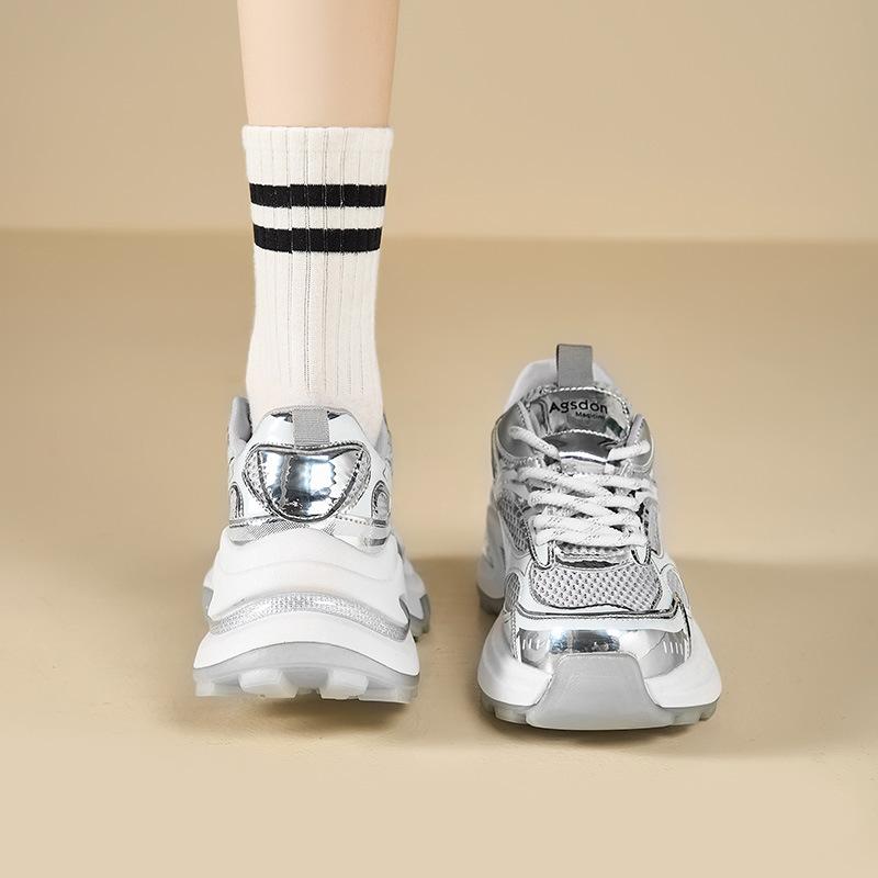 Augustine Silver Dad Shoes Women's Spring 2025 New Mesh Muffin Platform Sports Running Shoes Casual Shoes