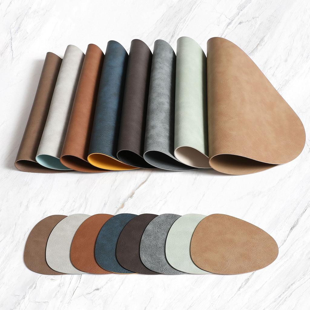 Cowhide pattern placemat, water drop-shaped double-sided table mat, anti-scalding and heat-insulating mat, coaster, Nordic ins style tableware mat