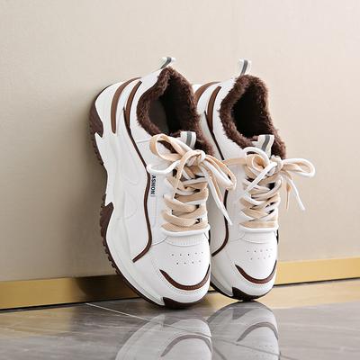 Женские повседневные кроссовки 2024 года, новые зимние теплые бархатные хлопковые туфли, модные женские туфли на платформе Zapatillas Mujer