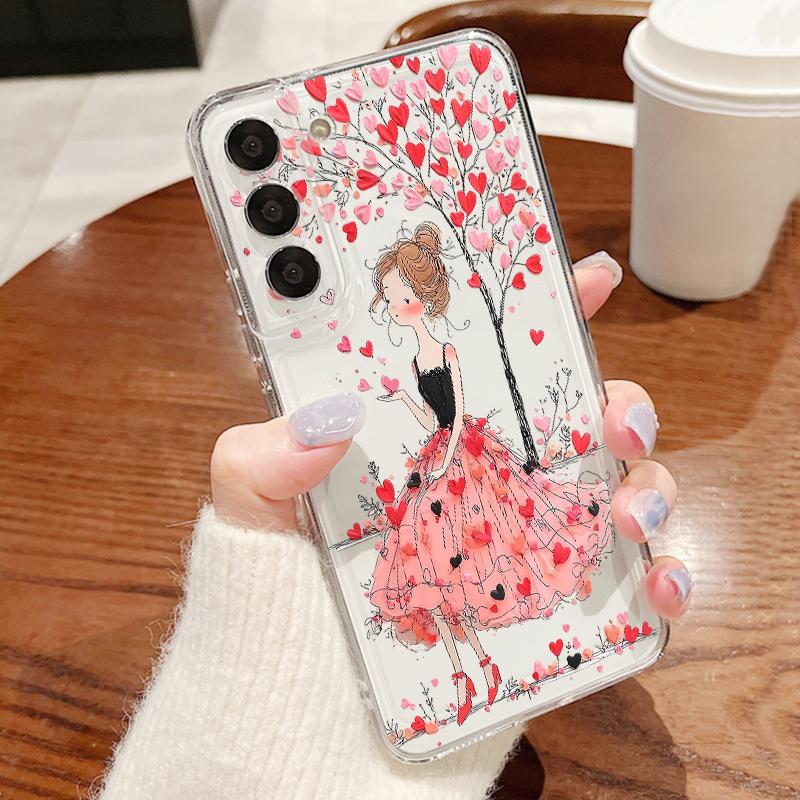 Чехол с принтом 'Pin Love Queen' для Samsung A57 S26 Ultra A37 A17 A56 A36 A26 A16 A55 A35 A25 A15 A54 5G S21 FE S22 S23 S24 S25 Plus Прозрачный Мягкий чехол из ТПУ