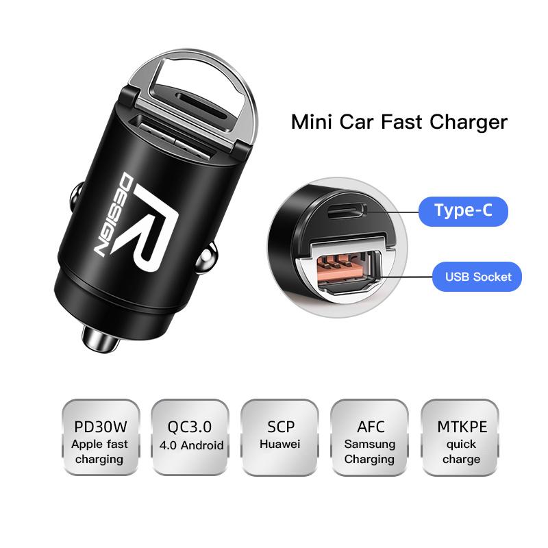 Car Charger Mini USB Type-C Fast Charging Adapter Accessories For Volvo Rdesign XC90 XC40 XC60 V60 V70 V90 V40 EC40 EX40 S80 S60