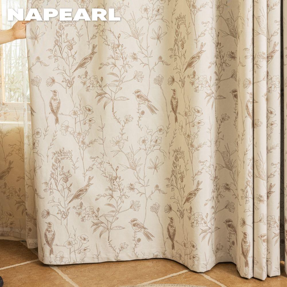 1 шт. NAPEARL Французские Ретро Высококлассные Бежевые Шторы с Принтом Полностью Затемняющие Шторы для Спальни Гостиной Балконного Окна для Домашнего Декора