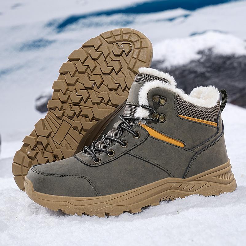 Winter Men's Boots Velvet Hiking Shoes For Men Warm Snow Boots Outdoor Sport Cross Country Plush Men Sneakers Sapatos