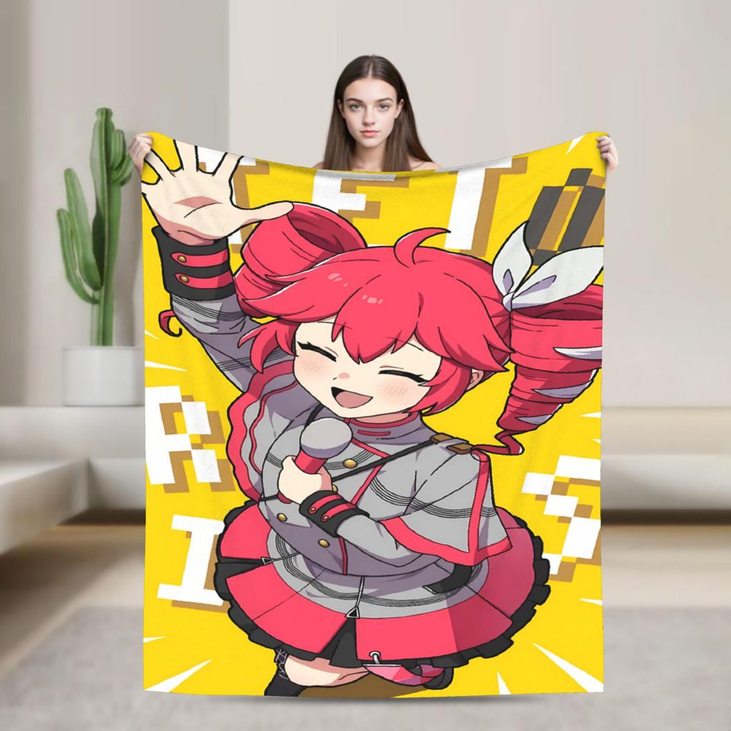 Soft Blanket Camping Teto Kasane Chibi Cartoon Anime Throw Blanket Flannel Bedspread For Home Decor Aesthetic Sofa Bed Cover