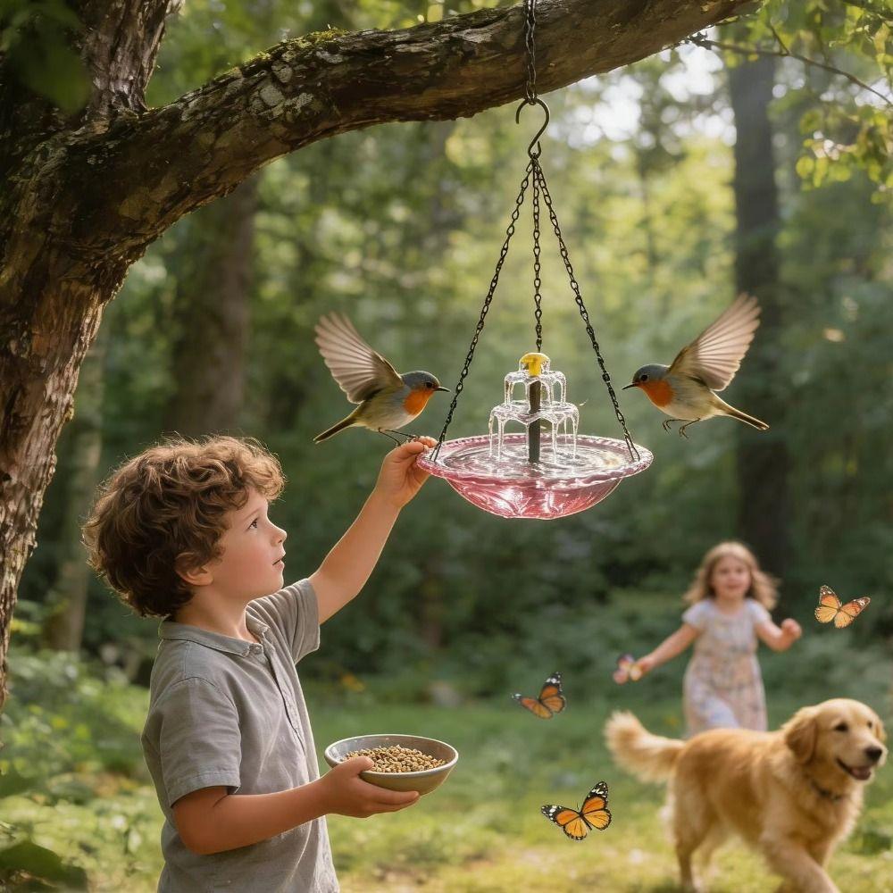 Creative Solar Bird Bath Floating Water Feature Hummingbird Bathing Bowl Outdoor Use