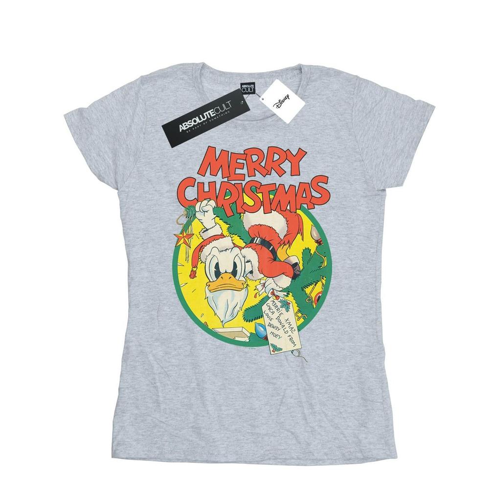Disney Womens/Ladies Donald Duck Merry Christmas Cotton T-Shirt
