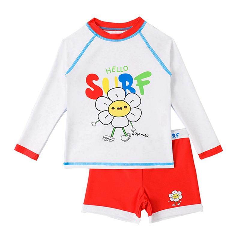 Купальный костюм для мальчиков 4-8 лет, топ и шорты с длинными рукавами