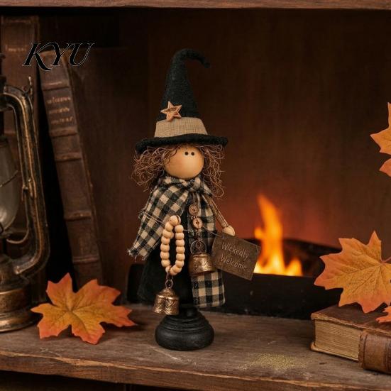 Thanksgiving Haunted House Props Rustic Witch Resin Figurine, Fall Halloween Tabletop Decor, Vintage Farmhouse Decorative Crafts for Shelves