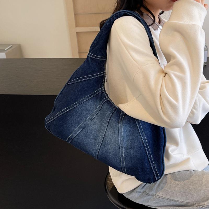 Vintage Denim Women Totes Brand Fashion Causal Shoulder Bag Large Capacity Female Shopper Hobo Armpit Bag CLE